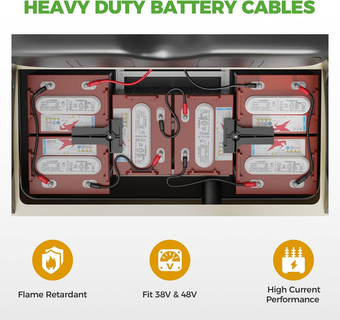 10L0L 4 36v 48v 1994-UP, Golf Cart Battery Cables Gauge for & EZGO TXT AC/DC Wire Golf Cart Battery Pure Copper Wiring