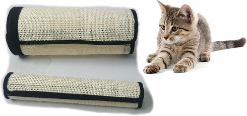 Cat Scratcher Mat, Natural Sisal 2 Pack Thin Scratcher Mats with Velcro for Protecting Furniture (16X12 and 12X6 in)