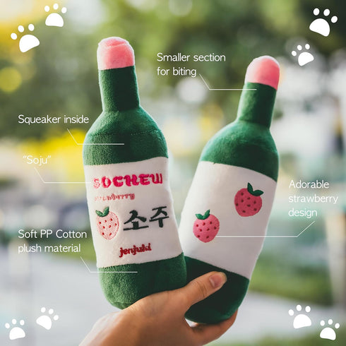 Sochew Soju Pet Toy with Squeaker, Strawberry Flavor