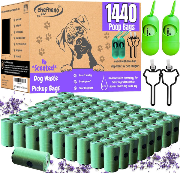 Doggy Poop Bags Biodegradable with Dispenser (1440 Bags) Eco-friendly Dog Waste Pickup