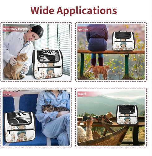 Portable Pet Carrier for Small Dogs and Cats with Safety Zippers - Stylish Bunny Design