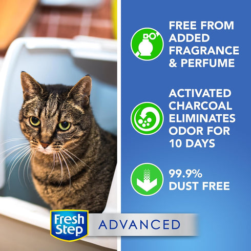 Fresh Step Clumping Cat Litter - Unscented, Long Lasting Odor Control with Activated Charcoal, 18.5 lb