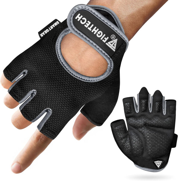 FIGHTECH Workout Gloves for Men and Women, Fingerless Weight Lifting Gloves with