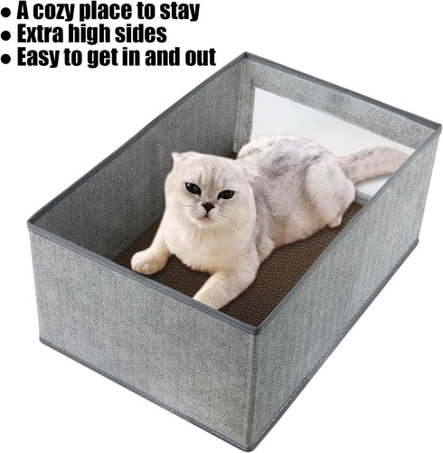 Kichwit Large Cat Scratching Pads, 3pcs Reversible Cardboard Scratcher with Box, 16.5" x 11.7" (Large)