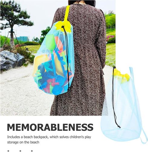 5pcs Swimming minkissy Beach Toys Storage Mesh Bag for Boys and Girls Versatile Drawstring Pouch for Sand Digging Tools