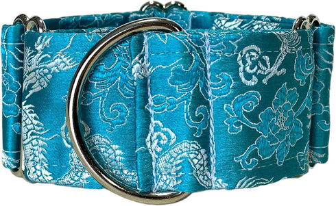 Martingale Dog Collar and Leash Set for Greyhound, Saluki, Whippet, 2" Wide, L 14”-18”