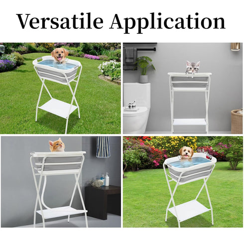 MELONGKAYLON 2 1 110.23lbs 26'' L16.5 W38.8'' in Dog Bathtub Small Pet Bathtub with Stand, Foldable Pet Bath