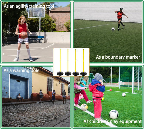 ASENVER Set Soccer Agility Poles Detachable Sports Trainning Speed Pole Slalom Poles with Rubber Base Sport Traning