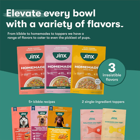 9oz, 6 Pack Jinx Beef & Chicken Grain Free Wet Dog Food Pouches, Meal or Dog Food Topper Mix-in, Made with Real Beef