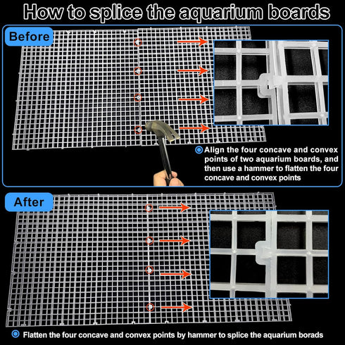4 Aquarium Lid Hood Fish Tank Top Cover, Plastic Grid Panel Egg Crate Grate