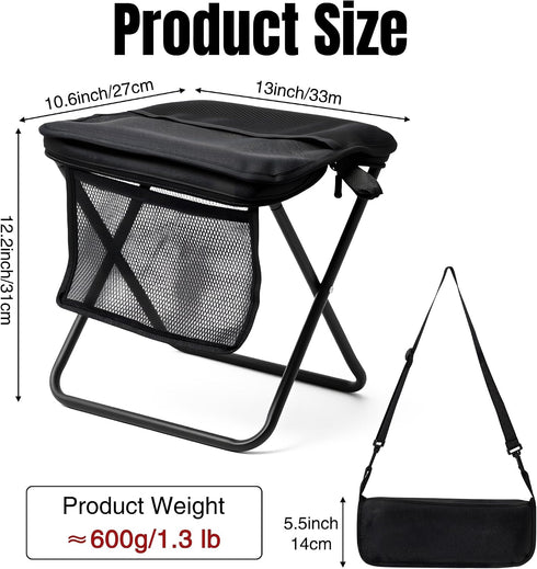 GQIRIL (13 10.6 Inch) Pocket Chair Folding for Adult - Foldable Handbag Camping Stool for Travel Fishing Hiking Queue