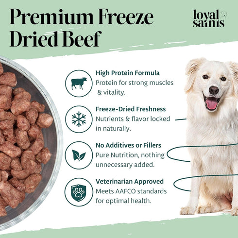 14 Oz Freeze Dried Raw Dog Food - Premium Beef Flavor with High Protein and Grain Free Dog Food for Small or Large