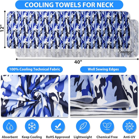 SYOURSELF Cooling Towel, 40" x 12", Instant Cooling Relief for Yoga, Golf, Sports
