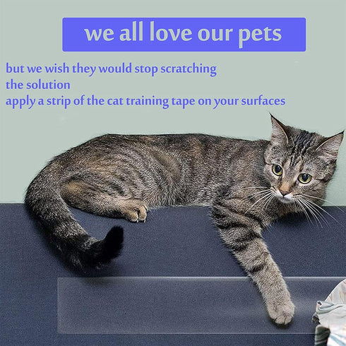 Anti Cat Scratch Furniture Protector - 2.5" x 11 Yards Self-Adhesive Tape for Cats, Clear Deterrent for Furniture