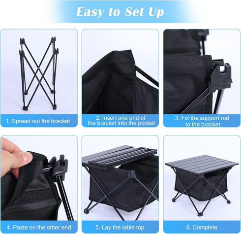 YSSOA Portable Folding Aluminum Alloy Table with High-Capacity Storage and Carry Bag for Camping, Traveling, Hiking