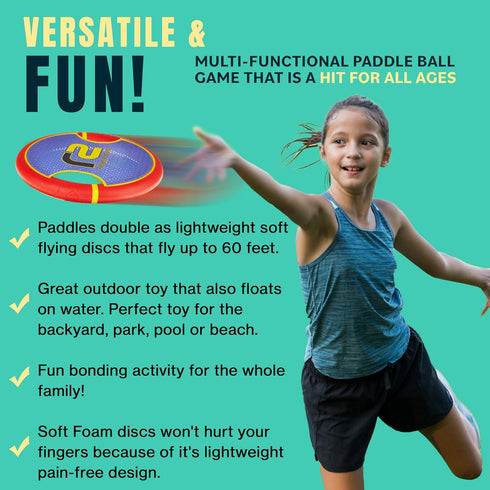 Fun Bouncy Paddle & Stringy Ball Toss & Catch Game - Easy to Use for Kids All Ages - Soft Foam Design for Safe Play