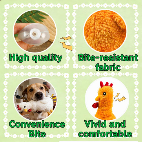 Squeaky Stuffed Dog Toys Fat Plush Chicken Chew Toy, Cute & Funny Interactive Puppy Toy for Small, Medium & Large
