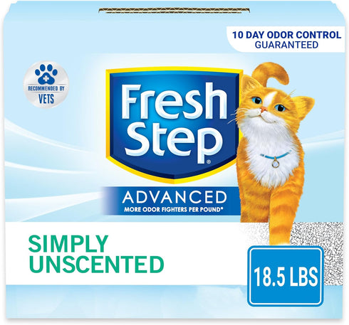 Fresh Step Clumping Cat Litter - Unscented, Long Lasting Odor Control with Activated Charcoal, 18.5 lb