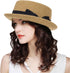 Pork Pie Hat for Men/Women, Classic Straw Boater Derby Sun Hats with Grosgrain Band