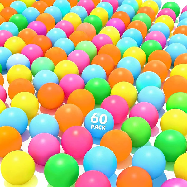 60Pcs Table Tennis Balls,40mm Plastic Ping Pong Ball for Game,Party,DIY Arts,Pet Toy,Decor,Multi