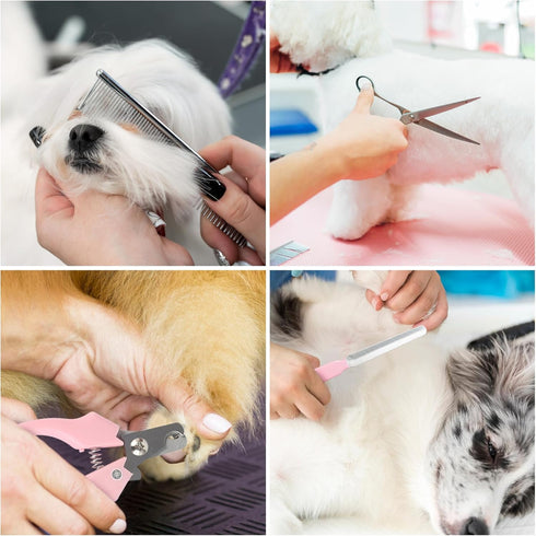 Dog Grooming Kit and Dog Paw Trimmer - Electric Quiet Cat Hair Clippers Set for Thick Coats
