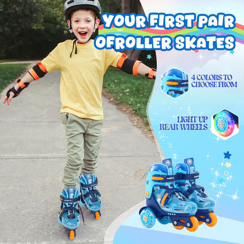 3-6 METROLLER Adjustable Boys Balance Roller Skates for Toddler Ages Rainbow Unicorn Dinosaurs Illuminating