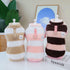 Dog Winter Warm Clothing Striped Vest with Cute Little Bear Pattern Plush Sweater (Black Pink, Medium)