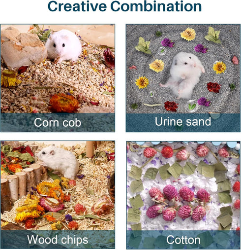 Sukh 150G Hamster Bedding - Flowers & Herbs for Odor Control and Hamster Habitat Decor