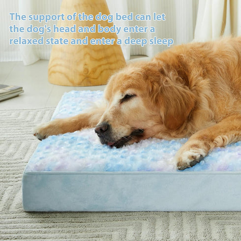 WNPETHOME Orthopedic Large Dog Bed, Dog Bed for Large Dogs with Egg Foam Crate Pet Bed with Soft Rose Plush Waterproof Dog Bed Cover Washable Removable (S(30 * 20 * 3in),)