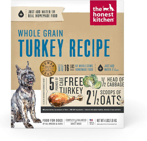 The Honest Kitchen Dehydrated Whole Grain Turkey Dog Food, 4 lb Box