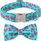 Dog Collars with Bow Tie - Green Flamingo Adjustable Collar for Small Medium Large Dogs, Boy & Girl Gift (L, Neck