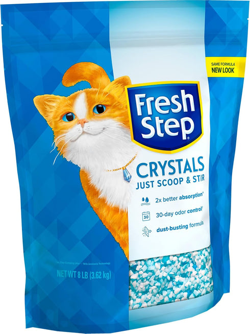 Fresh Step Crystals Premium Cat Litter - Scented, 16 lbs total (2 Pack of 8lb Bags) (Package May Vary)