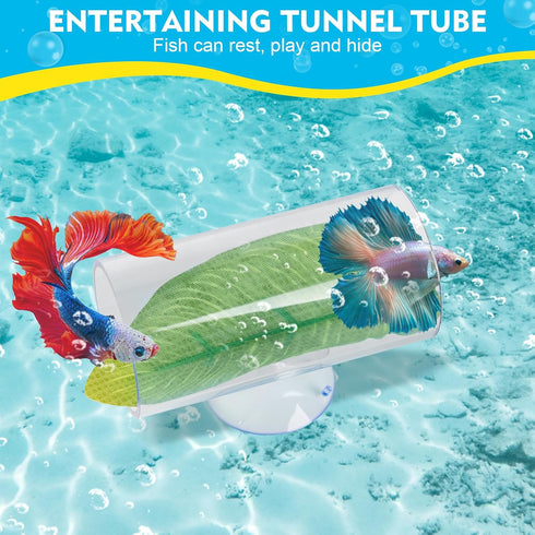 Betta Fish Acrylic Tube Tunnel, Hollow Cave Tank Accessories for Observation Decoration (Clear)