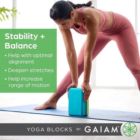 Gaiam Yoga Block - Supportive Latex-Free Eva Foam with Soft Non-Slip Surface for Yoga, Pilates, Meditation Accessories