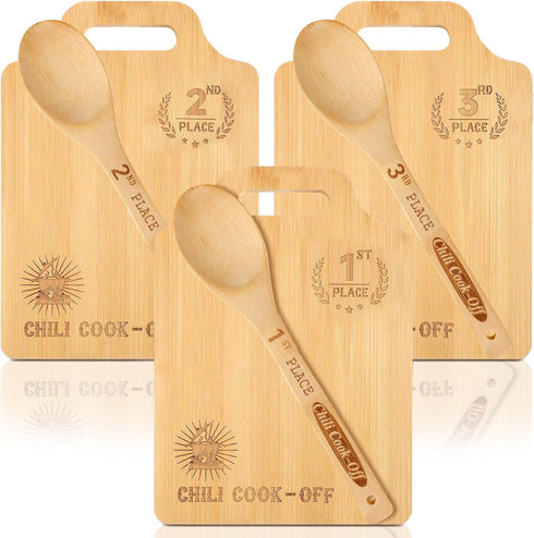 Sliner Set of 3 Chili Cook off Prizes Wooden Cutting Boards with