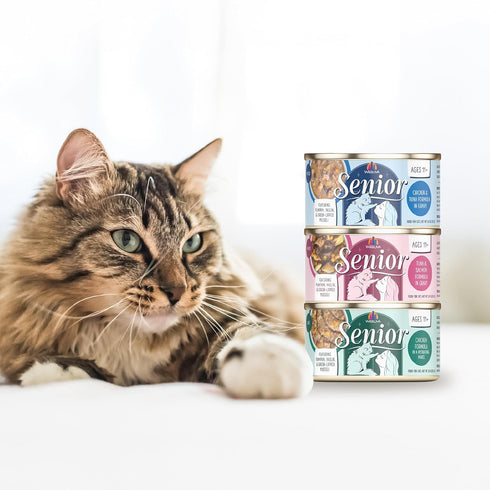 3oz Pack 12 Weruva Senior Cat Food, Tuna and Salmon in Gravy, Can