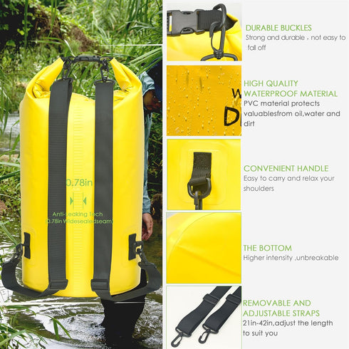 Waterproof Dry Bag Backpack 5L-40L, Roll Top Floating Storage Bags for Kayaking, Hiking