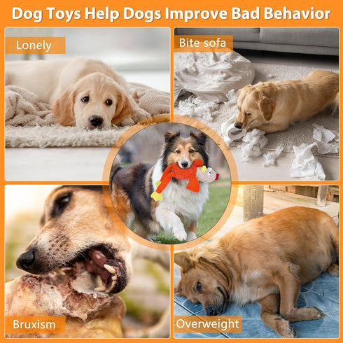 Interactive Squeaky Large Dog Toys with Crinkle Paper, Tough Chew Toys for Small, Medium, Large Dogs