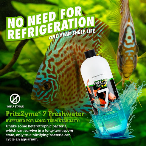 Fritz Aquatics FritzZyme 7 Live Nitrifying Bacteria, Naturally Removes Ammonia & Nitrite for Freshwater Fish (32-Ounce)