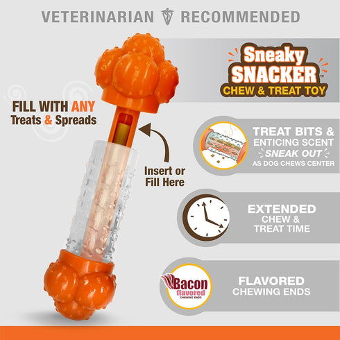 Nylabone Strong Chew Sneaky Snacker Treat Toy for Dogs, Interactive Bacon Flavor, Large/Giant (1 Count)