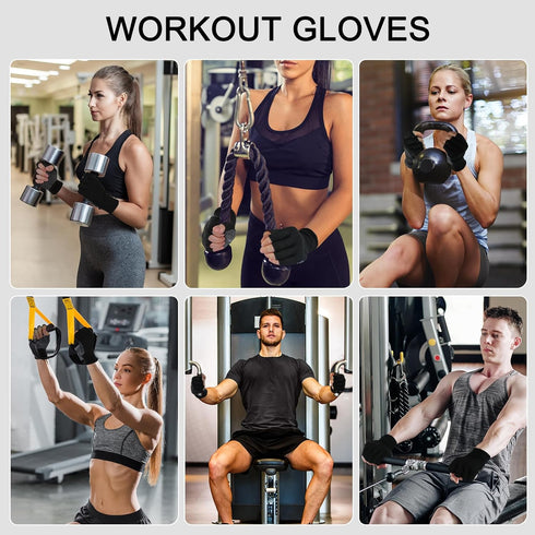 Fingerless Workout Gloves for Men and Women, Half Finger Work Glove, Black Pilates Gloves with Grip, Fitness Exercise