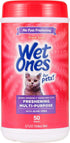 Wet Ones for Pets Freshening Wipes for Cats, Aloe Vera Fresh Scent, Easy to Use Cat Cleaning Wipes, 50 Count