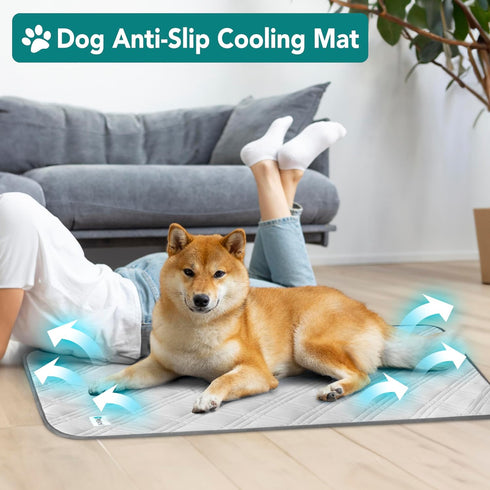 PetAmi Waterproof Cooling Mat for Dog, Anti-Slip Indoor Cool Pad for Sleeping, Light Grey, 60x80