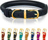 Reflective Rolled Leather Dog Collar, Adjustable Soft Padded Collar for Extra Large Breed Dogs (XL, 17"-21", Black)
