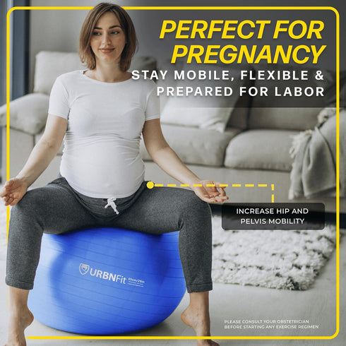 URBNFit Exercise Ball - Yoga Ball for Workout Pregnancy Stability - AntiBurst Swiss Balance Ball w/ Pump - Fitness Ball