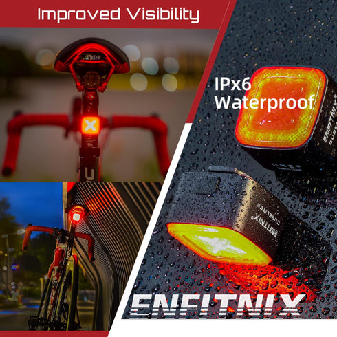 IPX6 4 CUBELITE III Smart Bike Light,Ultra-high Visibility, Auto On/Off, Dual-Channel LED Automatic Brake-Sensing
