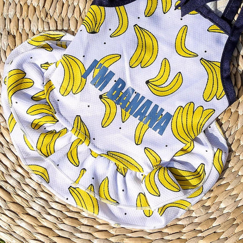 Generic Summer Fruit Print Pet Halter Tutu Dress - Strawberry Banana Pineapple Outfit for Small/Medium Dogs & Cats