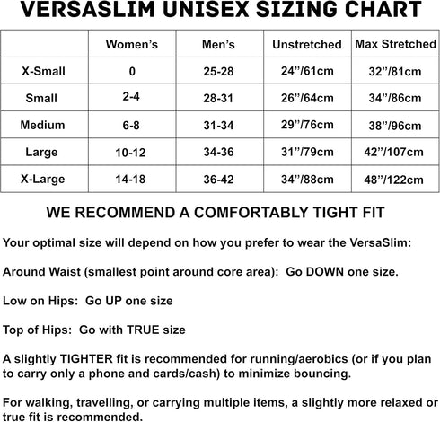 Sporteer VersaSlim Running Belt, Black, Large, Travel Money and Passport Waist Pack for Smartphones