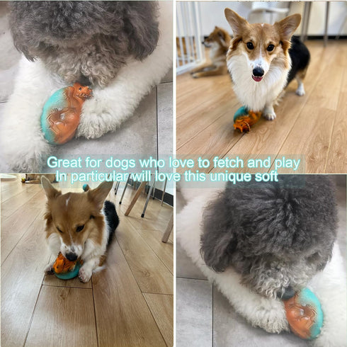Squeaky Latex Dog Toys, Cute Dinosaur Egg Chew Toys for Training and Fetch, 5.5inch for Small Medium Large Dogs