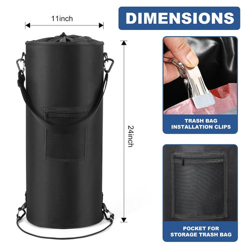 XHGWJSX 6 13 Waterproof Boat Trash Can with Clips, Gal Boat Trash Bag Holder with Pocket, Reusable Fast Cleaning